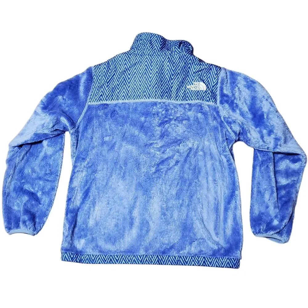 The North Face Girls L 14/16 Denali Fuzzy Jacket With Herringbone Blue